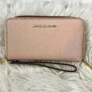 Michael Kors Jet Set Saffiano Leather Wristlet with strap
